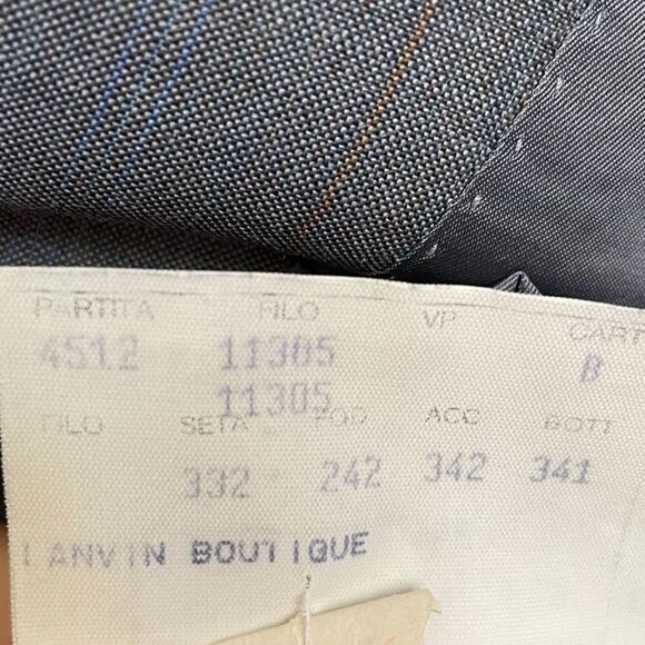 LANVIN Wool Gray Blue Copper PinStripe Button Front Blazer Jacket 44R - Picture 11 of 13